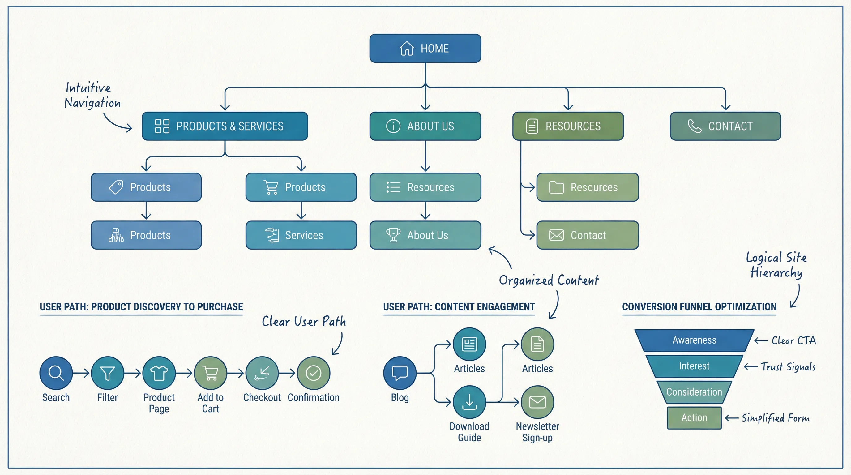 Conversions avec une architecture de l'information épurée